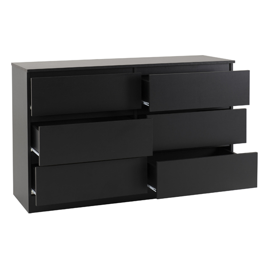 Mcgowan Wooden Chest Of Drawers In Black With 6 Drawers