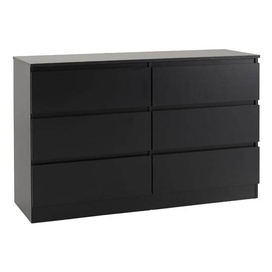 Mcgowan Wooden Chest Of Drawers In Black With 6 Drawers