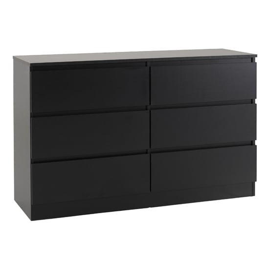 Product photograph of Mcgowan Wooden Chest Of Drawers In Black With 6 Drawers from Furniture in Fashion