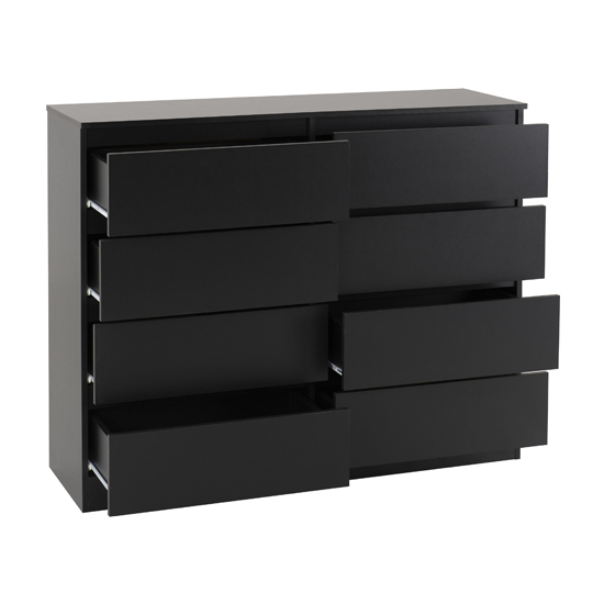 Mcgowan Wooden Chest Of Drawers In Black With 8 Drawers