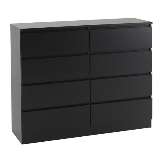 Photo of Mcgowan wooden chest of drawers in black with 8 drawers