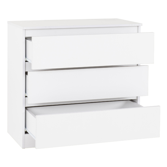Mcgowan Wooden Chest Of Drawers In White With 3 Drawers
