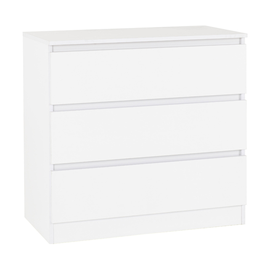 Product photograph of Mcgowan Wooden Chest Of Drawers In White With 3 Drawers from Furniture in Fashion