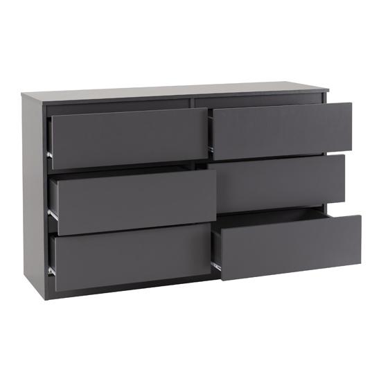 Mcgowan Wooden Chest Of Drawers In Grey With 6 Drawers