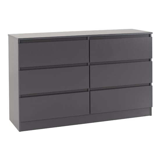 Product photograph of Mcgowan Wooden Chest Of Drawers In Grey With 6 Drawers from Furniture in Fashion