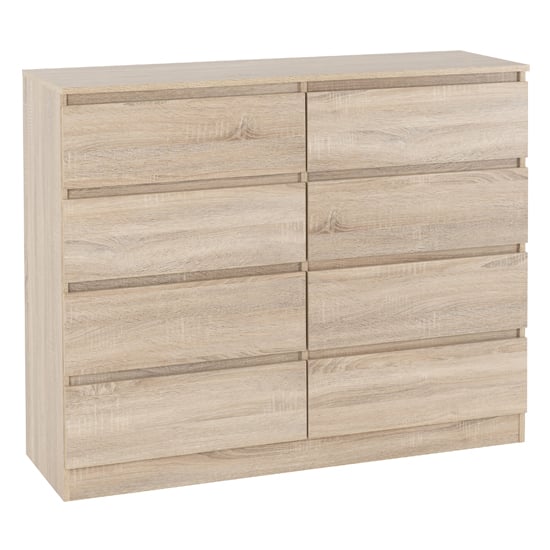 Product photograph of Mcgowan Wooden Chest Of Drawers In Sonoma Oak With 8 Drawers from Furniture in Fashion