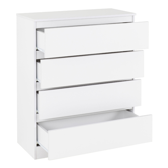 Mcgowan Wooden Chest Of Drawers In White With 4 Drawers