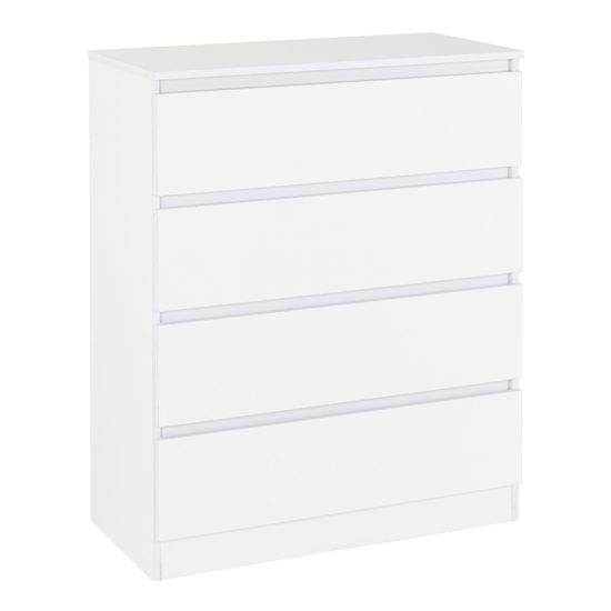 Photo of Mcgowan wooden chest of drawers in white with 4 drawers