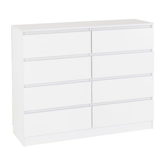 Read more about Mcgowan wooden chest of drawers in white with 8 drawers