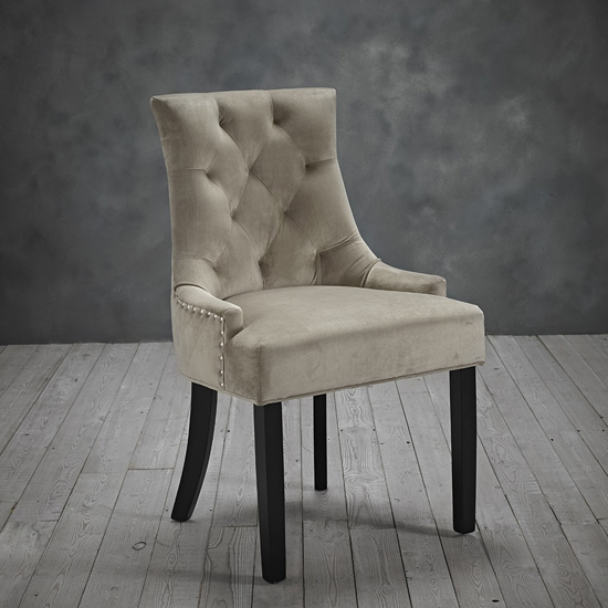 Morgan Beige Velvet Dining Chairs In Pair | FiF
