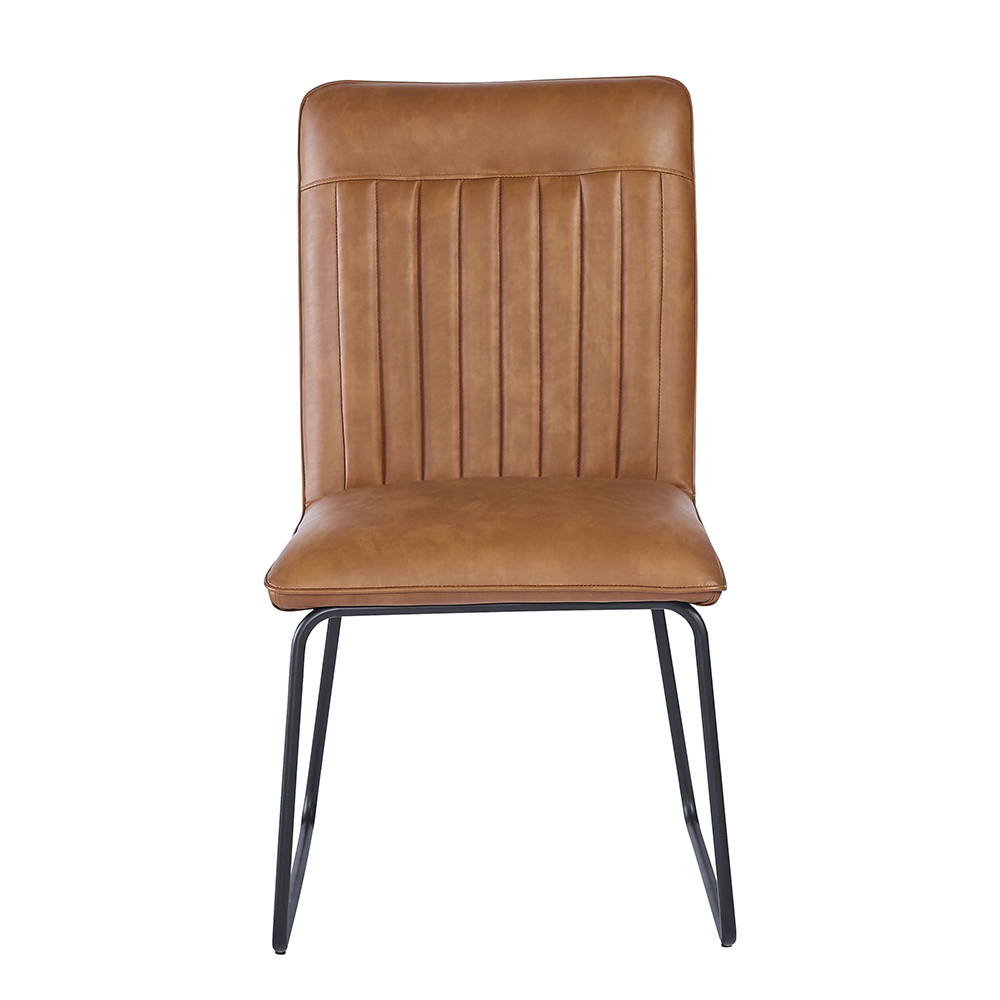 Morian Brown PU Leather Dining Chairs in Pair