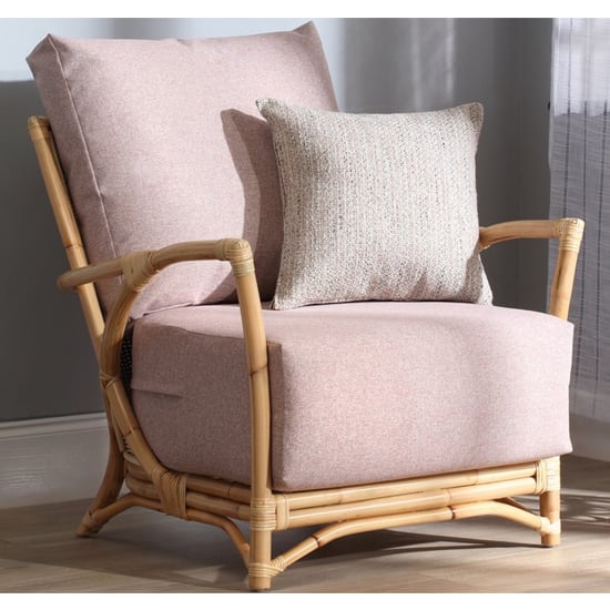 Read more about Morioka rattan armchair with smooth blush seat cushion
