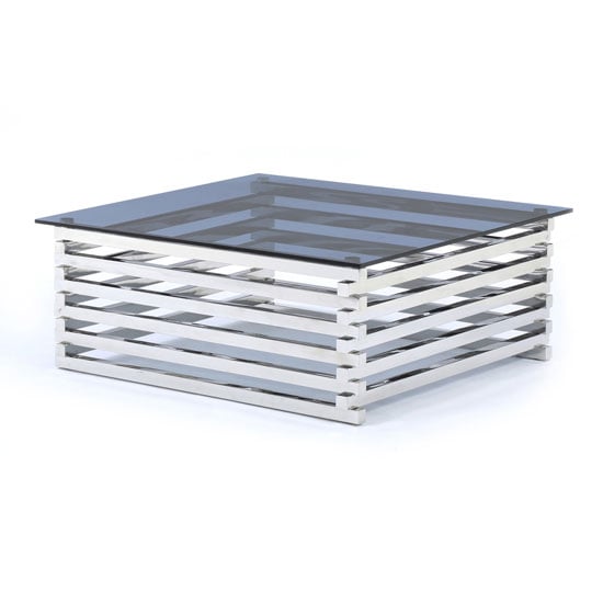 Read more about Moritz tinted glass top square coffee table with steel base