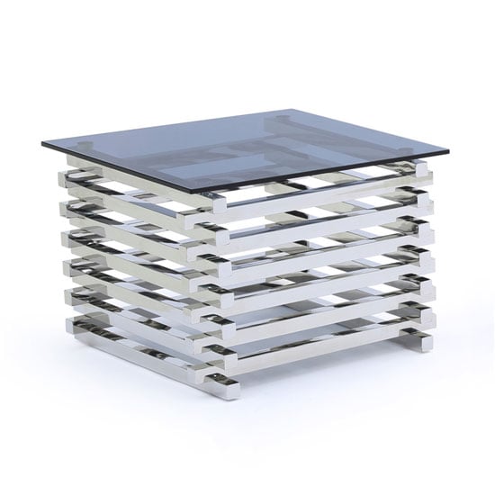 Read more about Moritz tinted glass top square end table with steel base