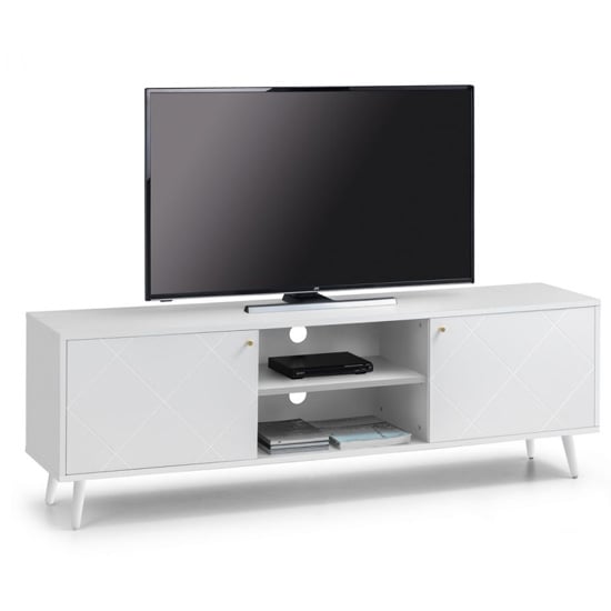 Madra Wooden TV Stand In White With 2 Doors