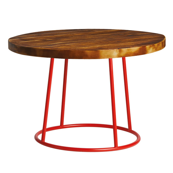 Product photograph of Morkan Industrial 75cm Rustic Coffee Table With Red Frame from Furniture in Fashion