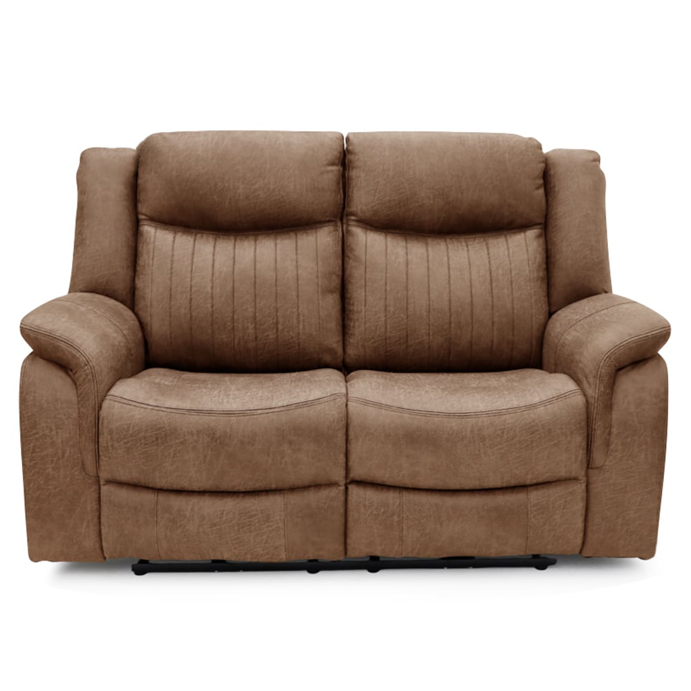 Morlix Fabric Electric Recliner 2 Seater Sofa in Tan