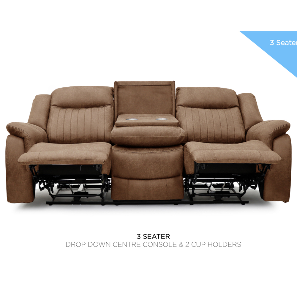 Morlix Fabric Electric Recliner 3+2 Seater Sofa Set in Tan