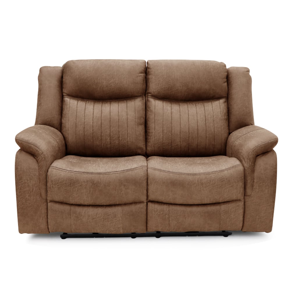 Morlix Fabric Manual Recliner 2 Seater Sofa in Tan