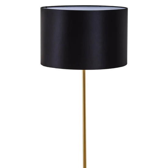 Moroni Black Linen Shade Floor Lamp With Black Marble Base