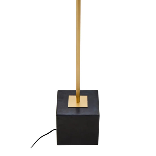 Moroni Black Linen Shade Floor Lamp With Black Marble Base