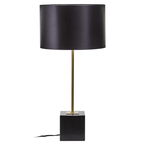 Moroni Black Linen Shade Table Lamp With Black Marble Base