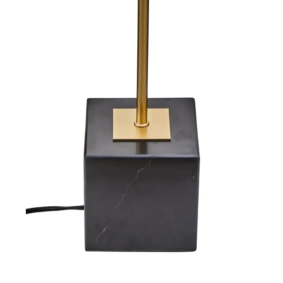 Moroni Black Linen Shade Table Lamp With Black Marble Base
