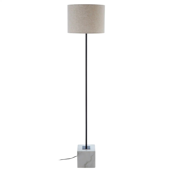 Moroni Natural Linen Floor Lamp With White Marble Base thumbnail
