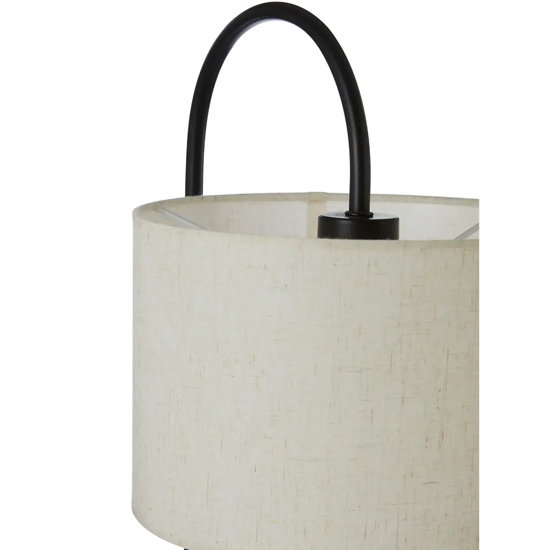 Moroni White Linen Curved Table Lamp With White Marble Base