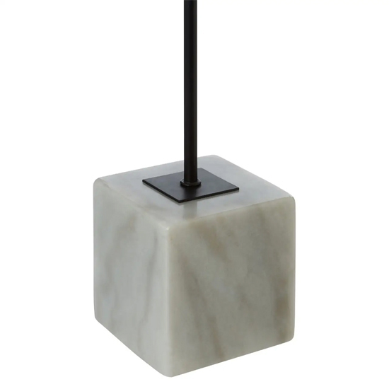Moroni White Linen Curved Table Lamp With White Marble Base
