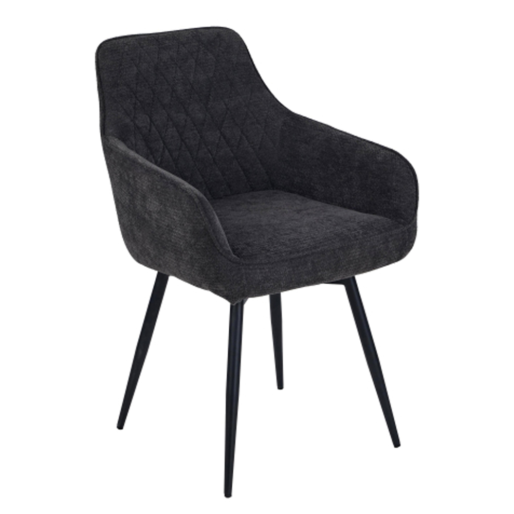 Morpeth Charcoal Fabric Dining Chairs in Pair