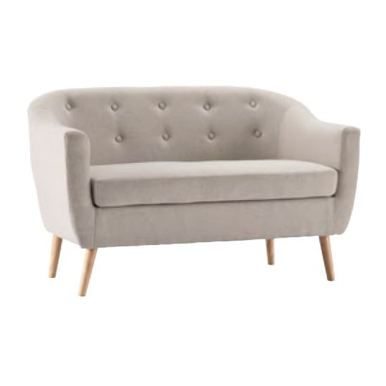 Morrill Woven Fabric Two Seater Sofa In Natural With Oak Legs
