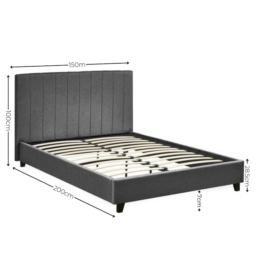 Morrison Fabric Double Bed in Dark Grey