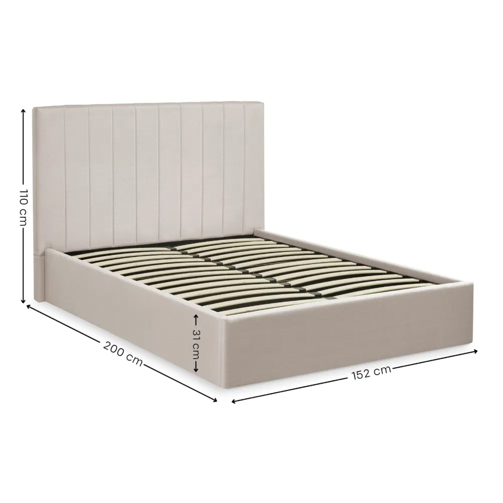 Morrison Fabric Ottoman Storage Double Bed in Oatmeal
