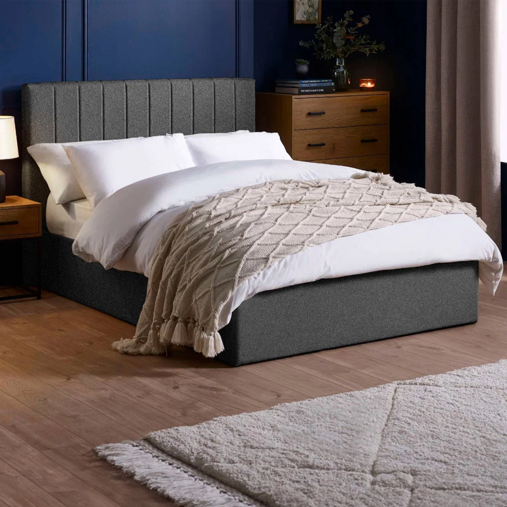 Morrison Fabric Ottoman Storage Double Bed in Dark Grey
