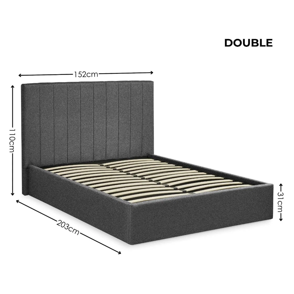 Morrison Fabric Ottoman Storage Double Bed in Dark Grey