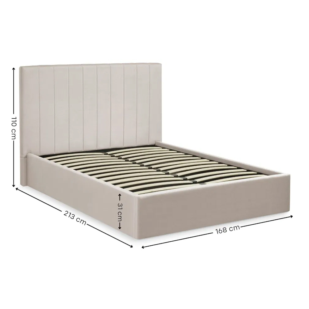 Morrison Fabric Ottoman Storage King Size Bed in Oatmeal