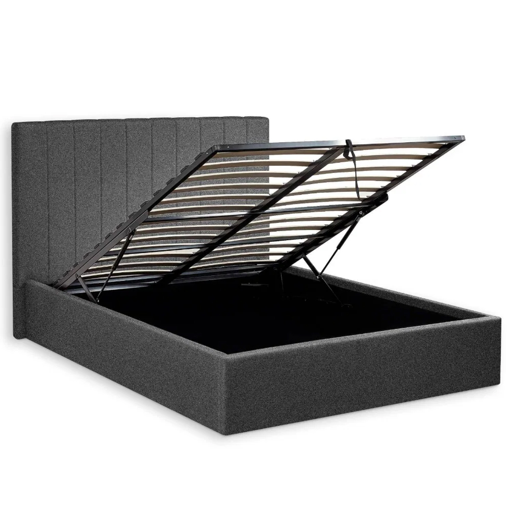 Morrison Fabric Ottoman Storage King Size Bed in Dark Grey