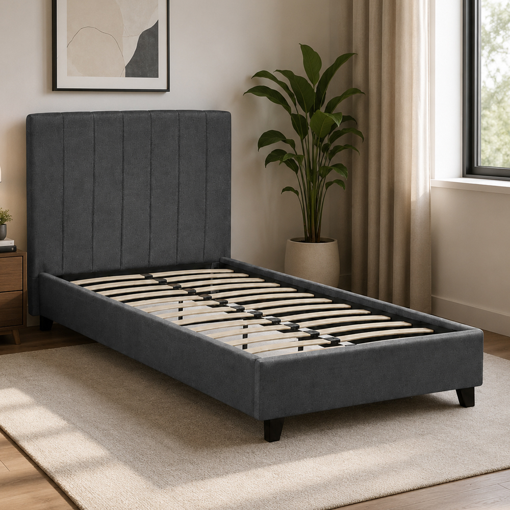 Morrison Fabric Single Bed in Dark Grey