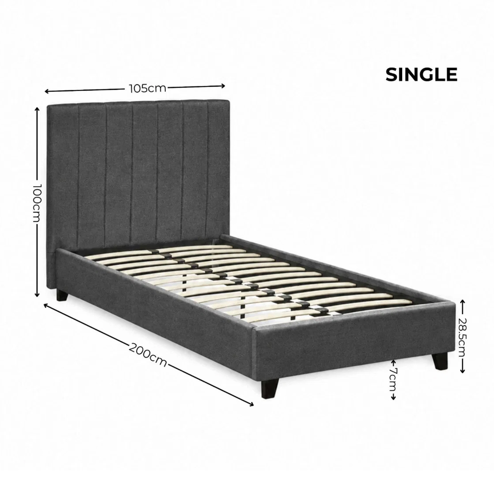 Morrison Fabric Single Bed in Dark Grey