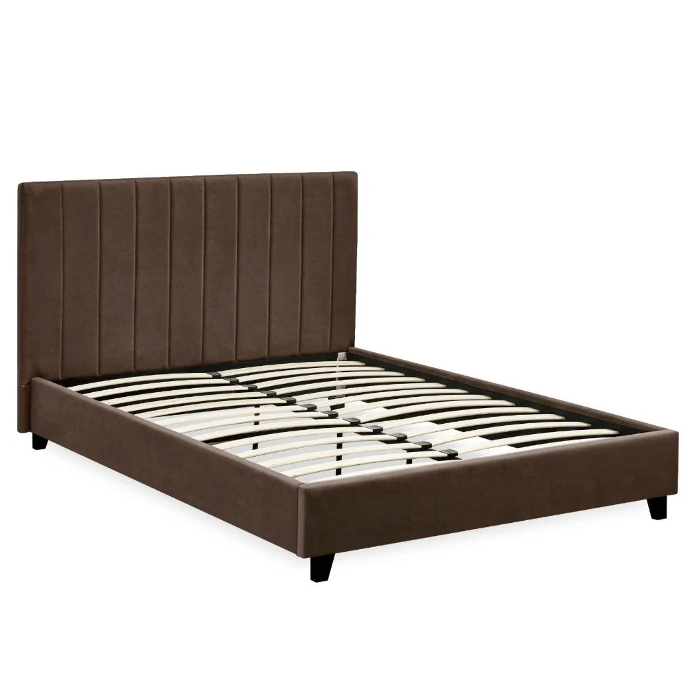 Morrison Velvet Double Bed in Chocolate