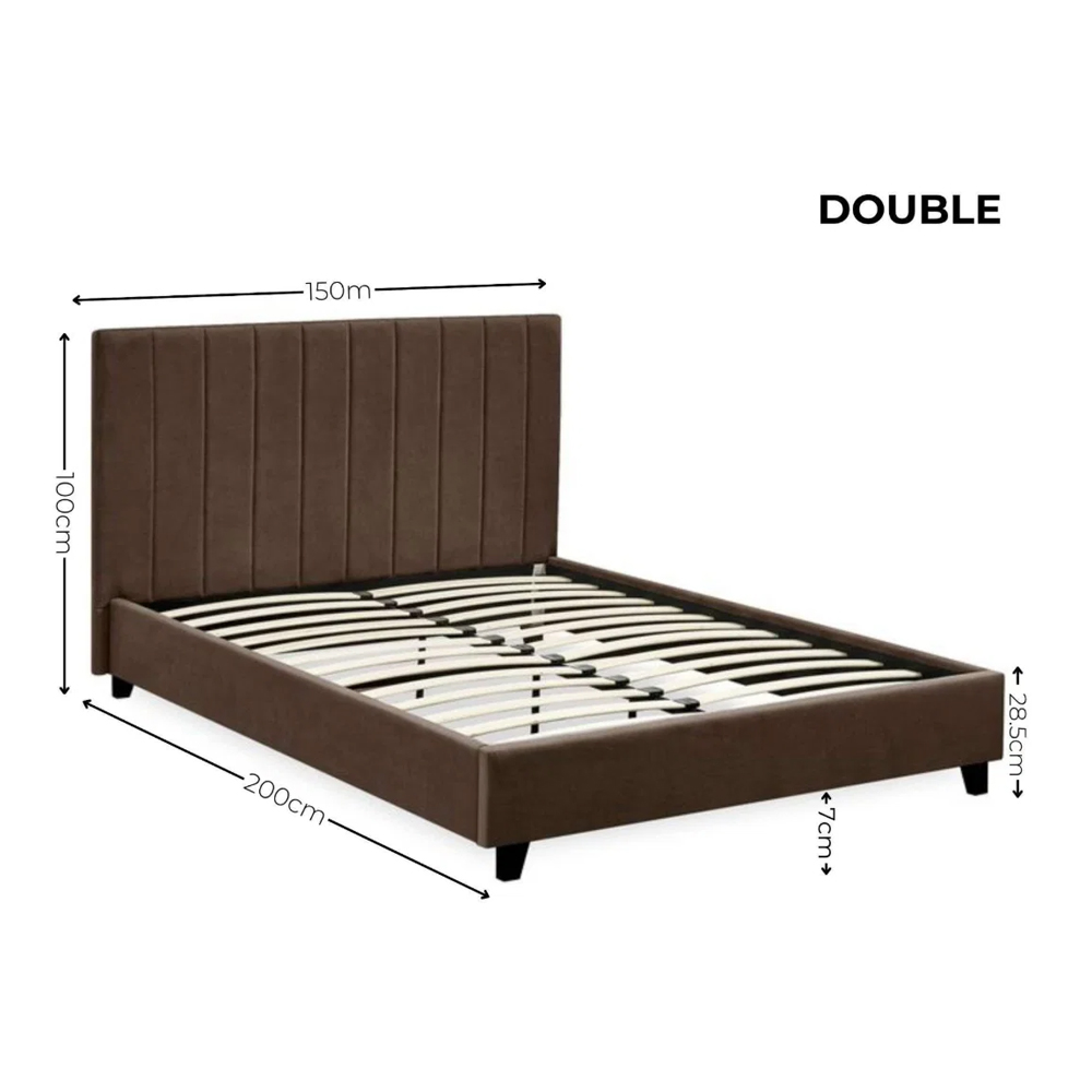 Morrison Velvet Double Bed in Chocolate