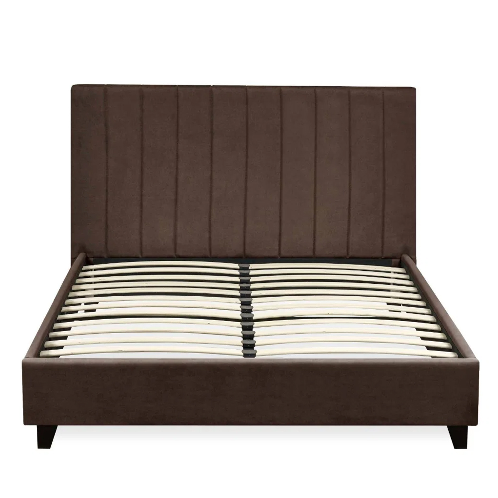 Morrison Velvet King Size Bed in Chocolate