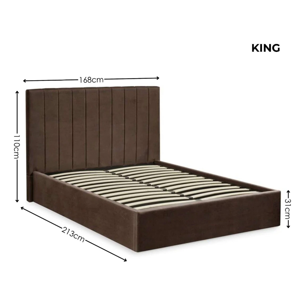 Morrison Velvet King Size Bed in Chocolate