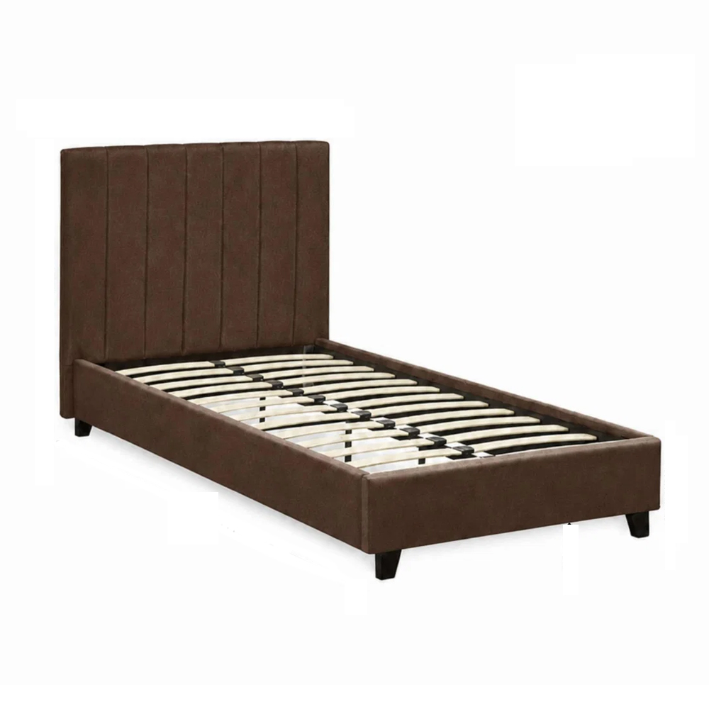 Morrison Velvet Single Bed in Chocolate