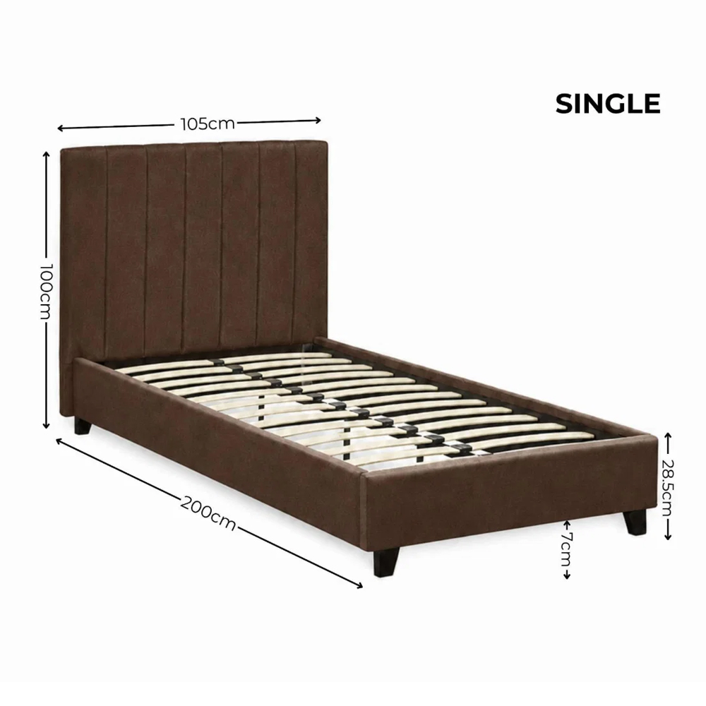Morrison Velvet Single Bed in Chocolate