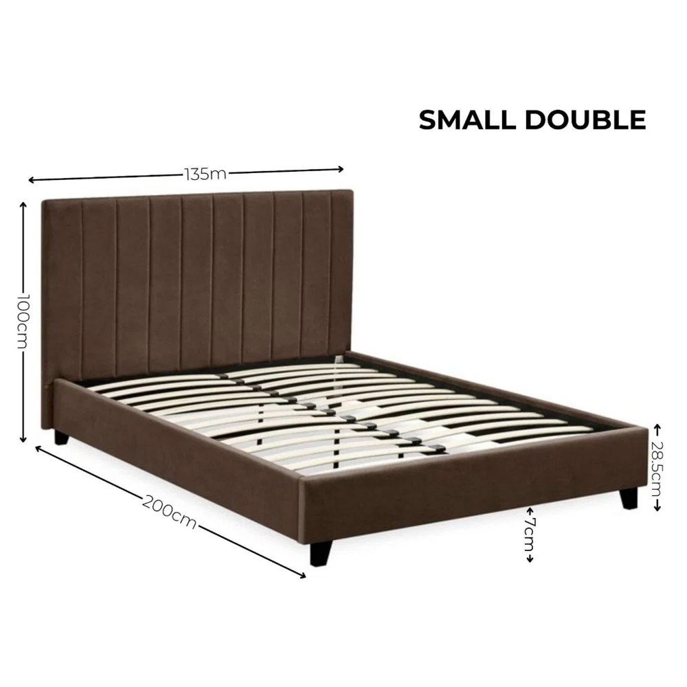 Morrison Velvet Small Double Bed in Chocolate