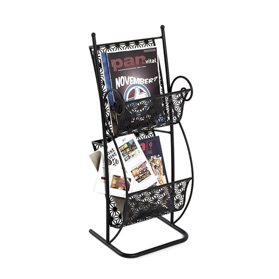 Photo of Morros metal 2 shelves magazine rack in black