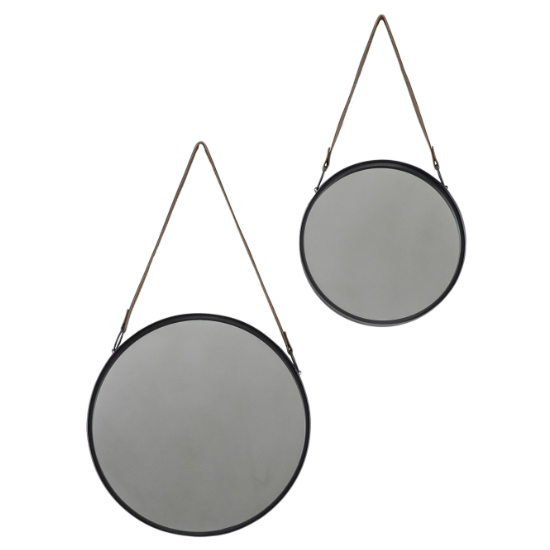 Morston Round Set Of 2 Wall Bedroom Mirrors In Black Frame_2