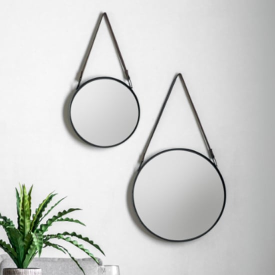 Product photograph of Morston Round Set Of 2 Wall Bedroom Mirrors In Black Frame from Furniture in Fashion